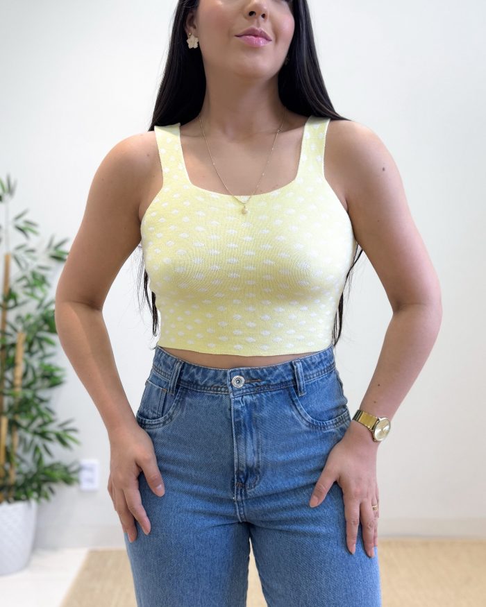 cropped pimpom amarelo cropped pimpom amarelo