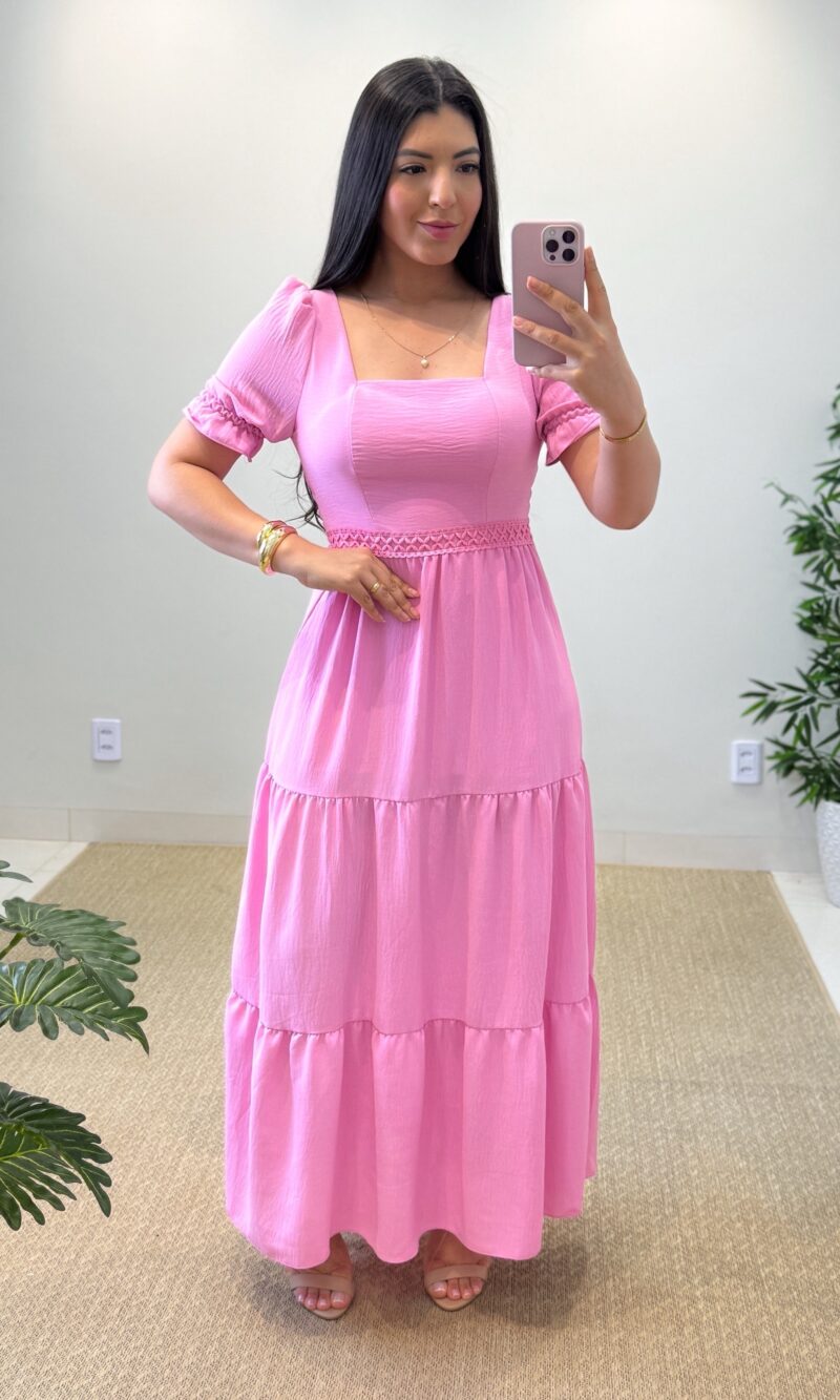vestido longo becca (rosa bebê)