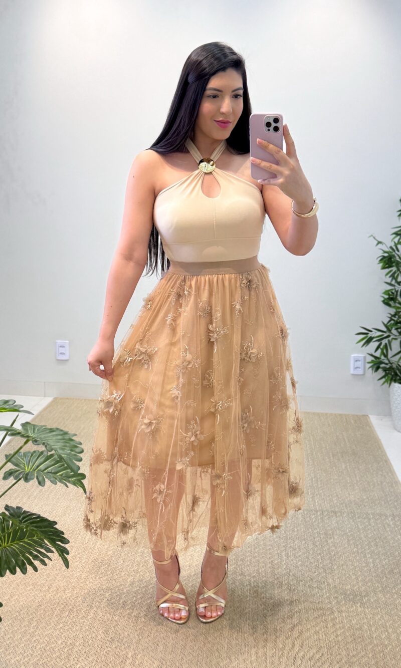 saia midi jardim (preto)