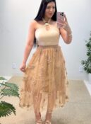 saia midi jardim (preto)