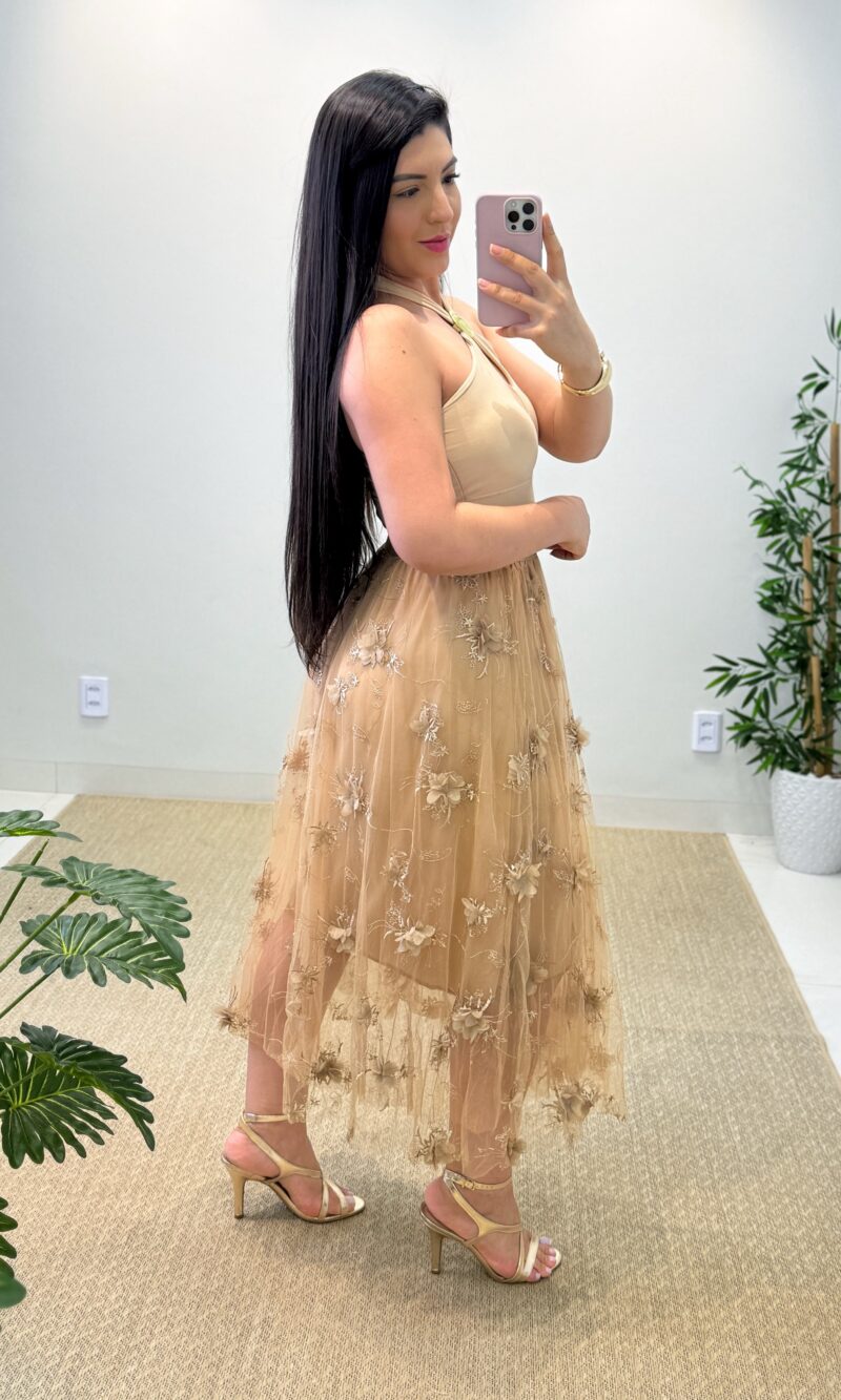 saia midi jardim (preto)