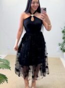 saia midi jardim (preto)