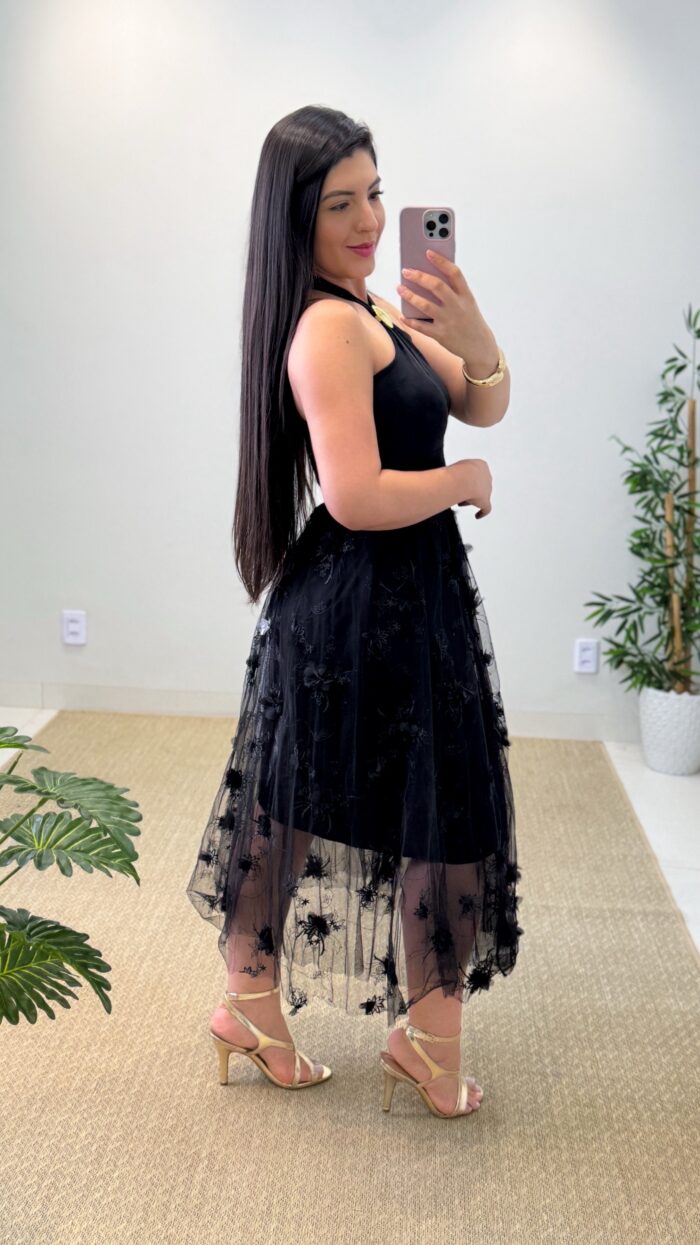 saia midi jardim (preto) saia midi jardim (preto)