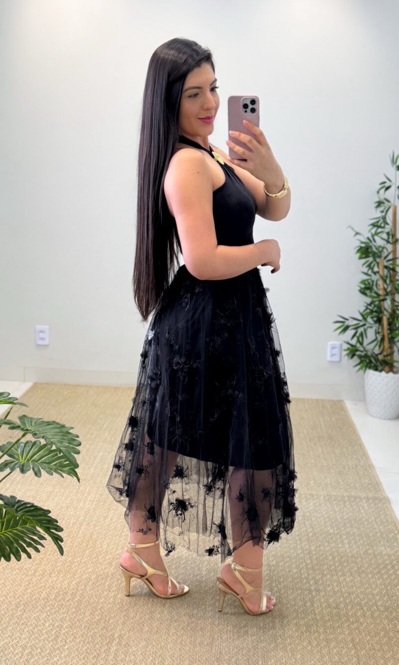 saia midi jardim (preto)