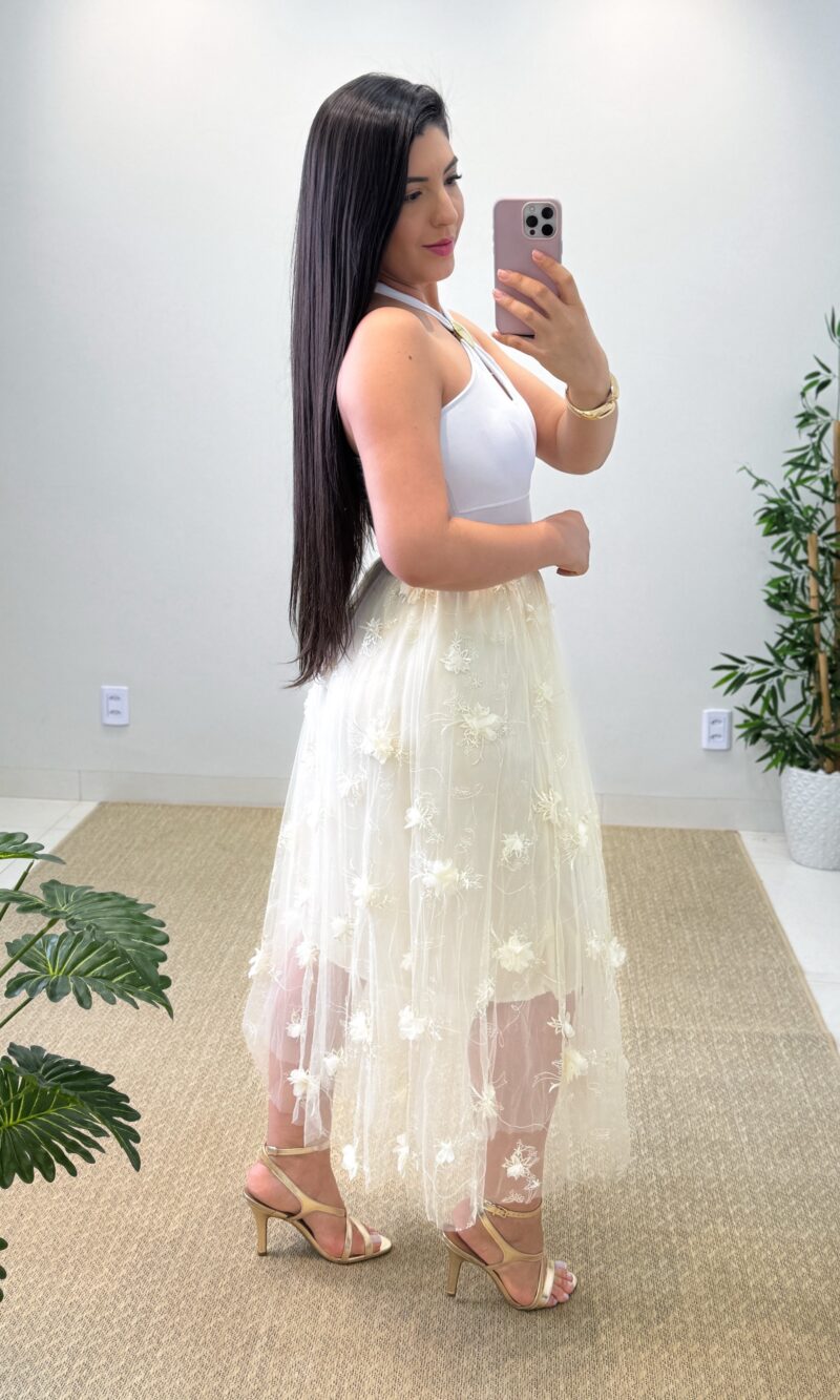 saia midi jardim (preto)