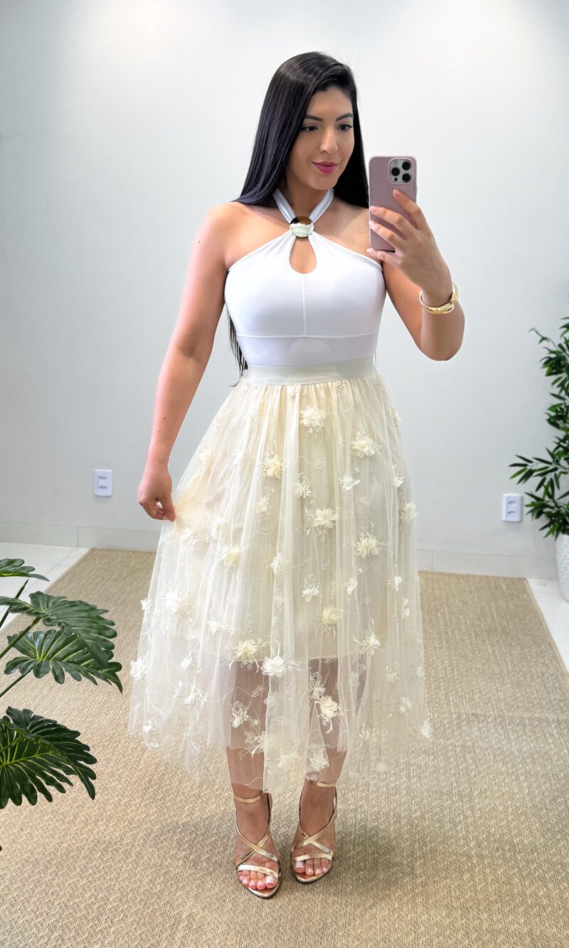 saia midi jardim (preto)