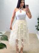 saia midi jardim (preto)