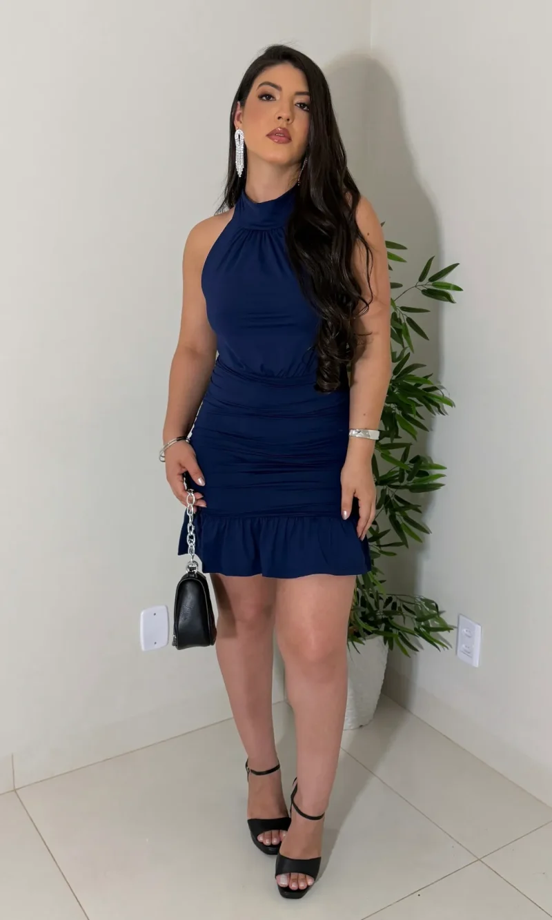 vestido poliana ( azul marinho)